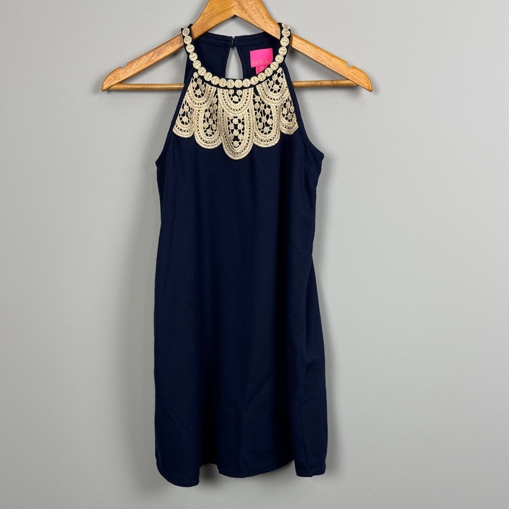 Lilly Pulitzer Girls Mini Pearl Shift Dress. True Navy. Size 12.